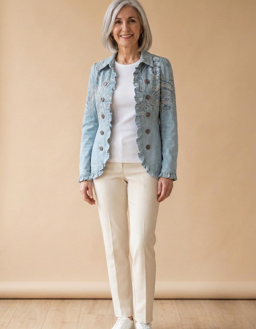 Amalia | Chaqueta con volantes cachemira azul cielo - Azul cielo
