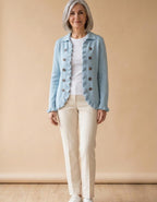 Gabriela | Chaqueta con volantes de punto azul - Azul empolvado