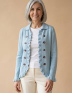 Gabriela | Chaqueta con volantes de punto azul - Azul empolvado