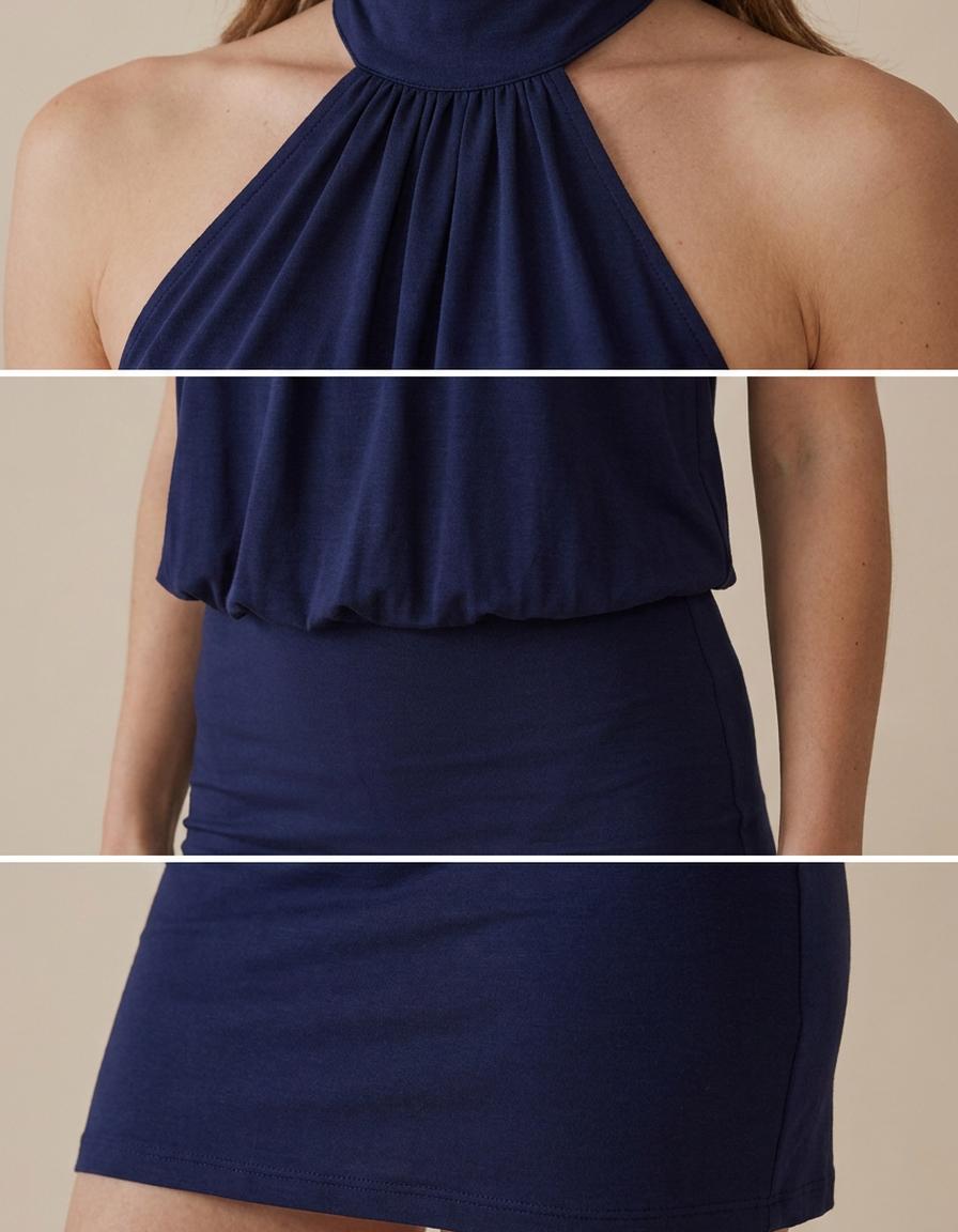 Noa | Vestido mini halter drapeado - Azul marino