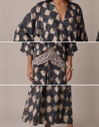 Triana | Vestido largo caftán con estampado mosaico - Azul marino