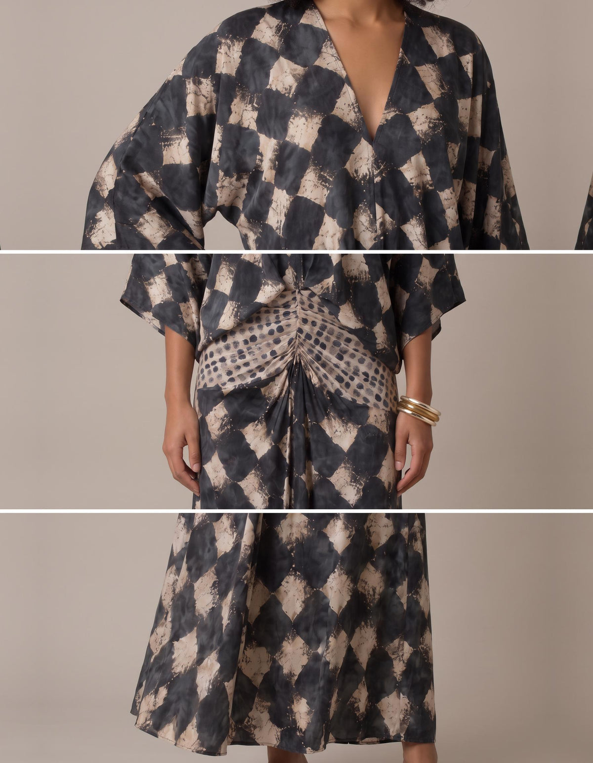 Triana | Vestido largo caftán con estampado mosaico - Azul marino