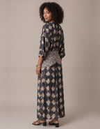 Triana | Vestido largo caftán con estampado mosaico - Azul marino