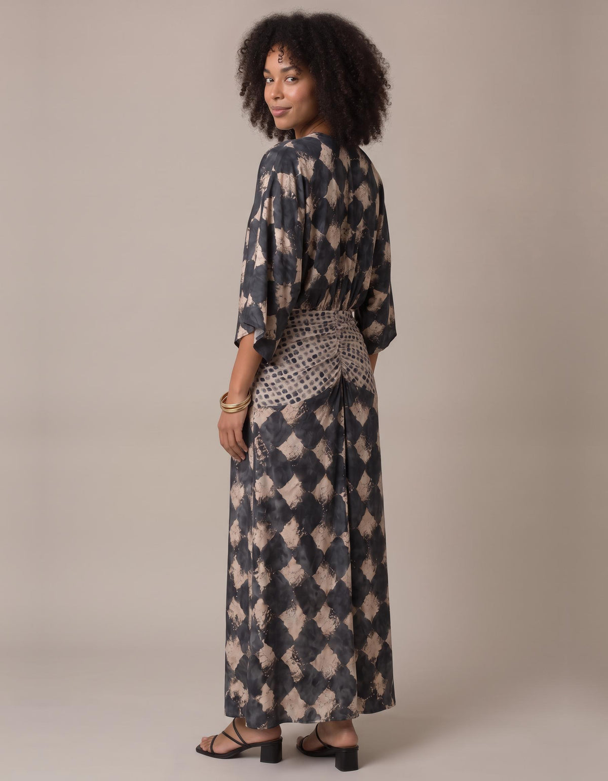 Triana | Vestido largo caftán con estampado mosaico - Azul marino