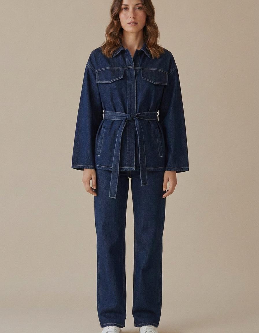 Noelia | Conjunto vaquero chaqueta y pantalón - Azul marino