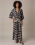 Triana | Vestido largo caftán con estampado mosaico - Azul marino