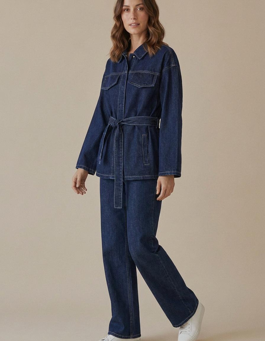 Noelia | Conjunto vaquero chaqueta y pantalón - Azul marino
