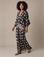 Triana | Vestido largo caftán con estampado mosaico - Azul marino