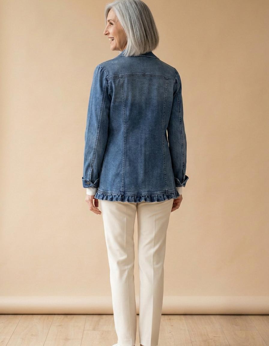 Cayetana | Chaqueta con volantes azul medio - Azul medio