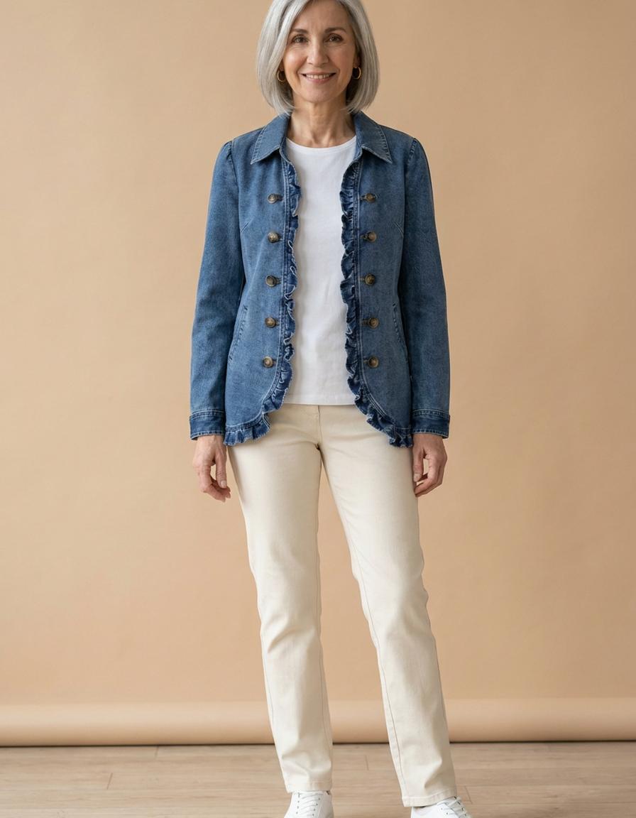 Cayetana | Chaqueta con volantes azul medio - Azul medio