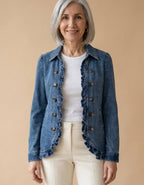 Cayetana | Chaqueta con volantes azul medio - Azul medio