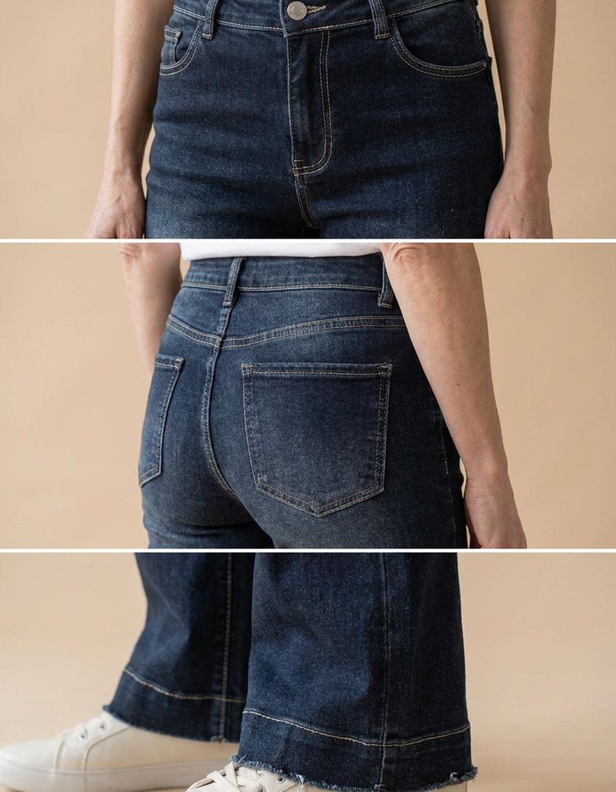 Amaia | Vaqueros de campana de tiro bajo - Azul oscuro