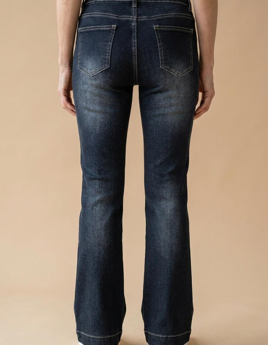 Amaia | Vaqueros de campana de tiro bajo - Azul oscuro