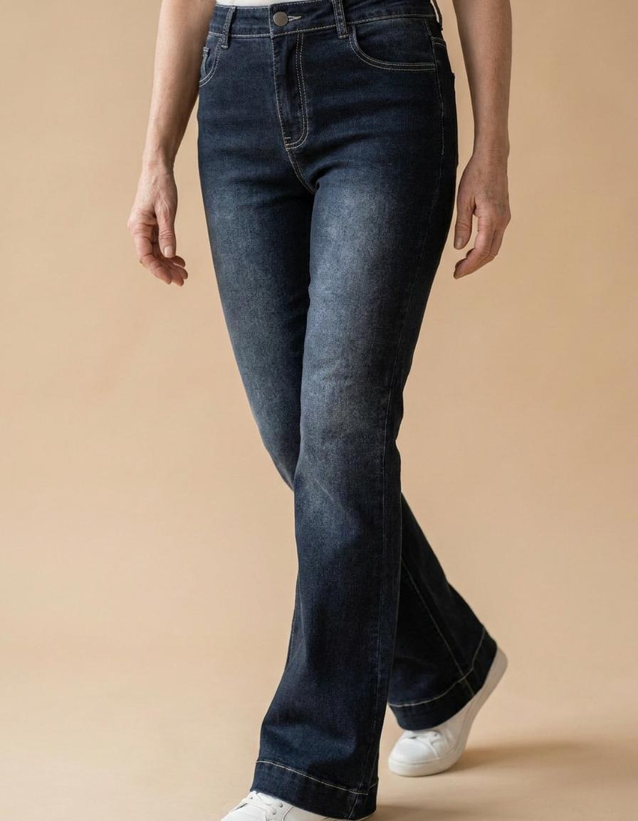 Amaia | Vaqueros de campana de tiro bajo - Azul oscuro
