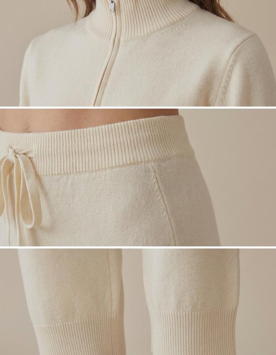 Olivia | Conjunto de punto con cremallera - Beige