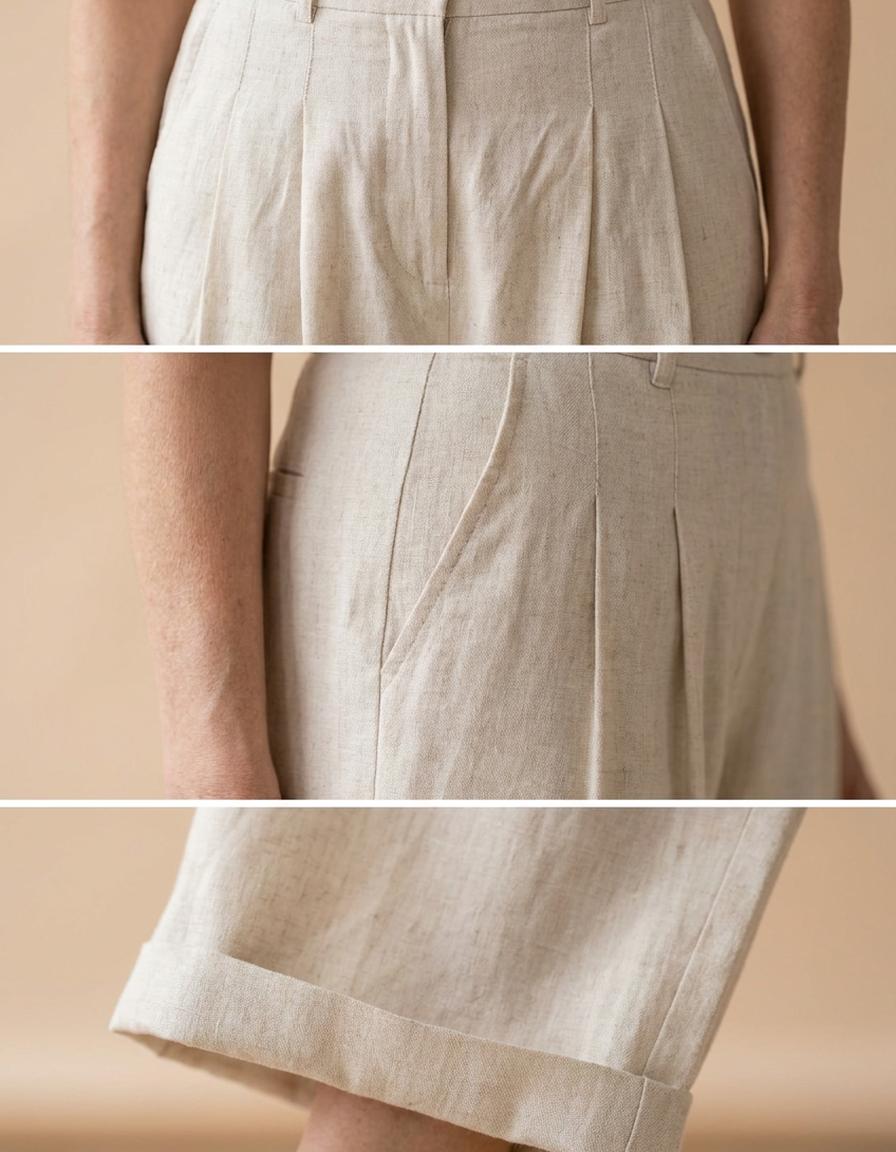Leonor | Conjunto top y pantalón ancho de lino - Beige