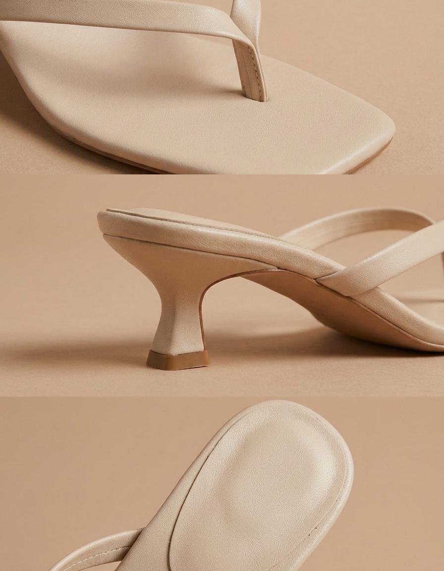 Paloma | Sandalias de dedo con tacón bajo - Beige