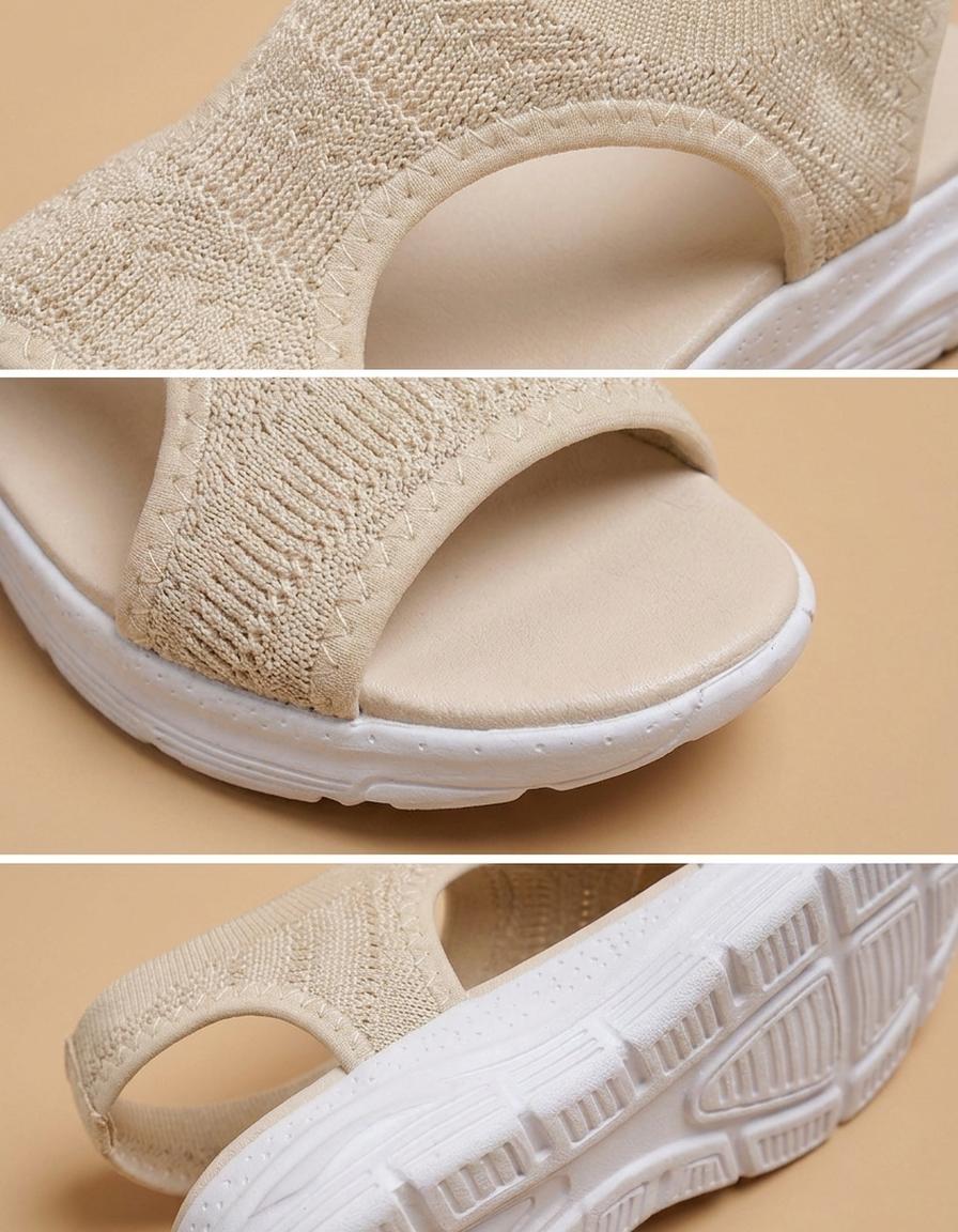 Rocío | Sandalias deportivas de punto con cuña - Beige