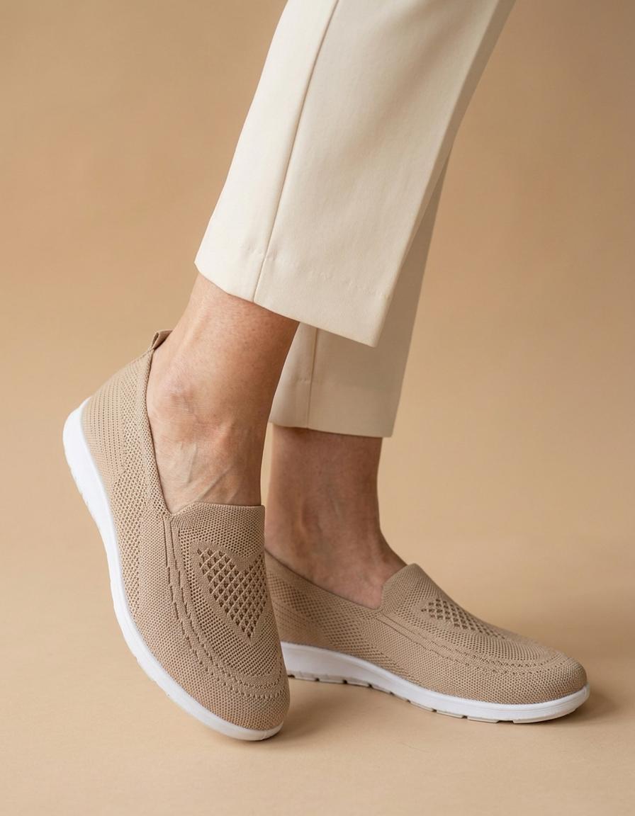Elisa | Zapatillas planas de punto - Beige