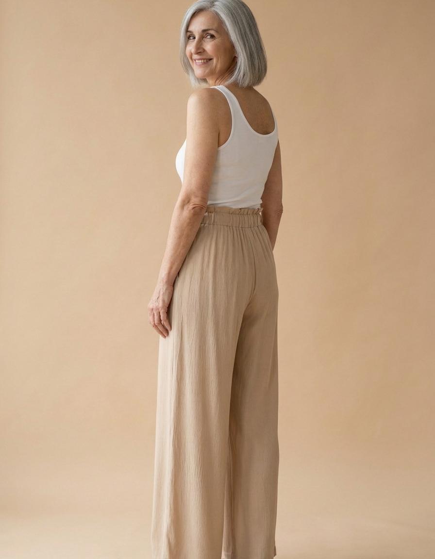 Marta | Pantalón ancho con cordón - Beige