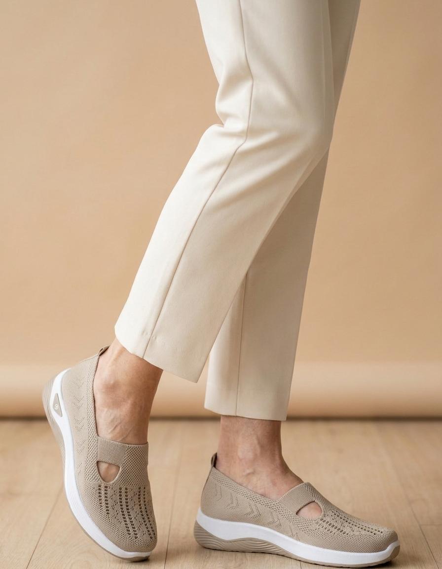 Teresa | Zapatillas de malla sin cordones con tira - Beige