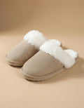 Ángela | Zapatillas de casa de antelina con pelo - Beige