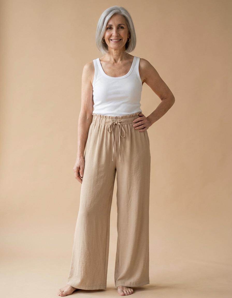 Marta | Pantalón ancho con cordón - Beige