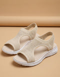Rocío | Sandalias deportivas de punto con cuña - Beige