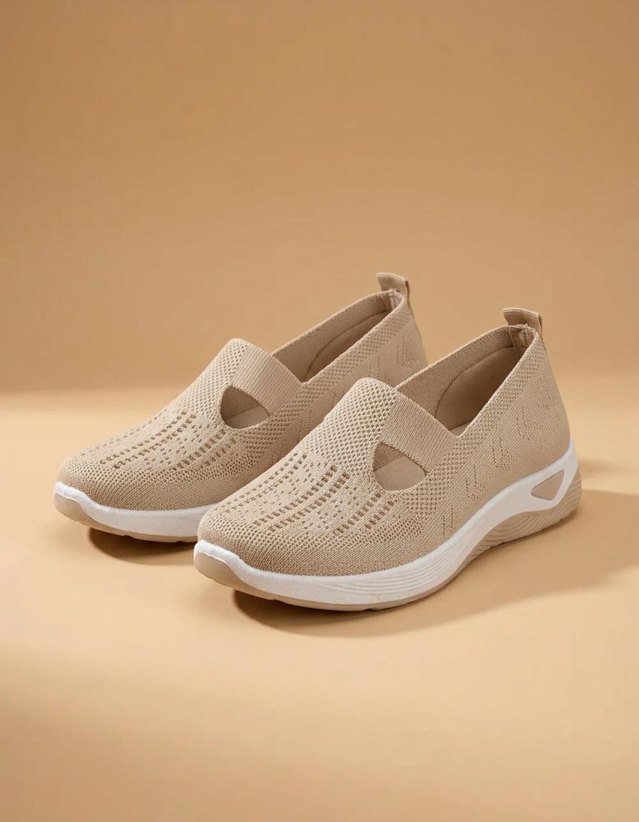 Teresa | Zapatillas de malla sin cordones con tira - Beige