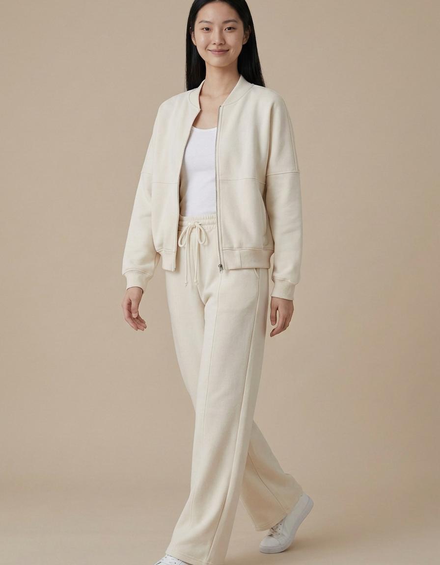 Jimena | Conjunto bomber y pantalón ancho - Beige