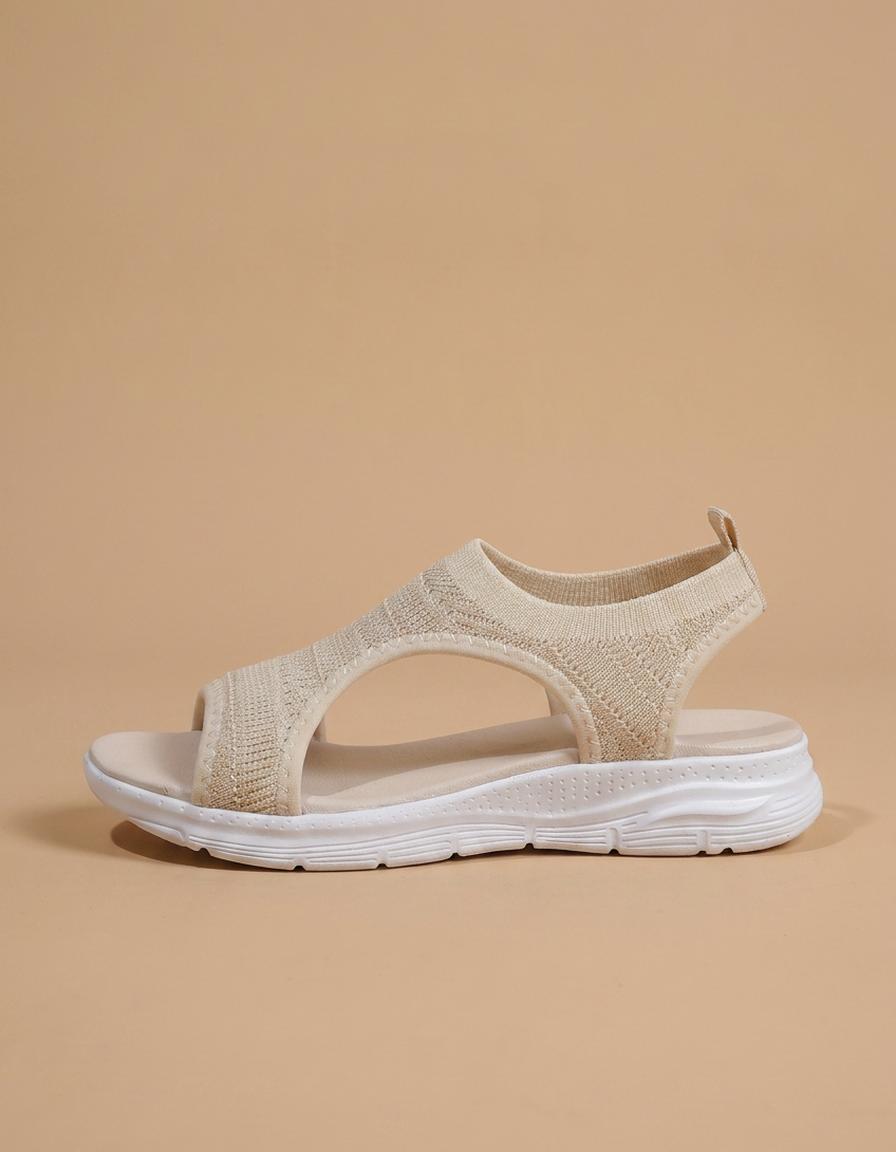 Rocío | Sandalias deportivas de punto con cuña - Beige