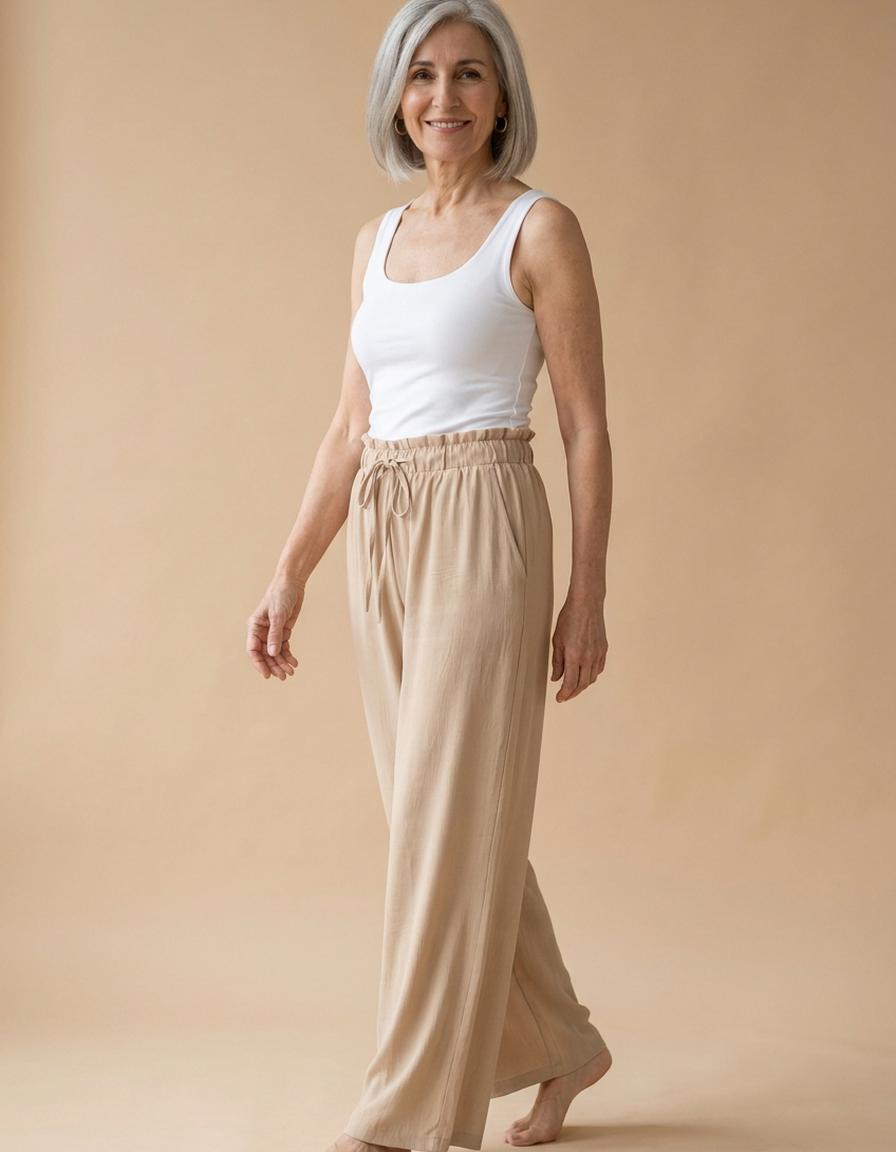 Marta | Pantalón ancho con cordón - Beige
