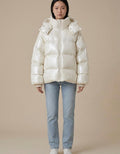 Zoe | Plumífero oversize brillante - Beige perla