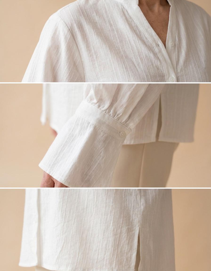 Fátima | Camisa blanca de manga abullonada - Blanco