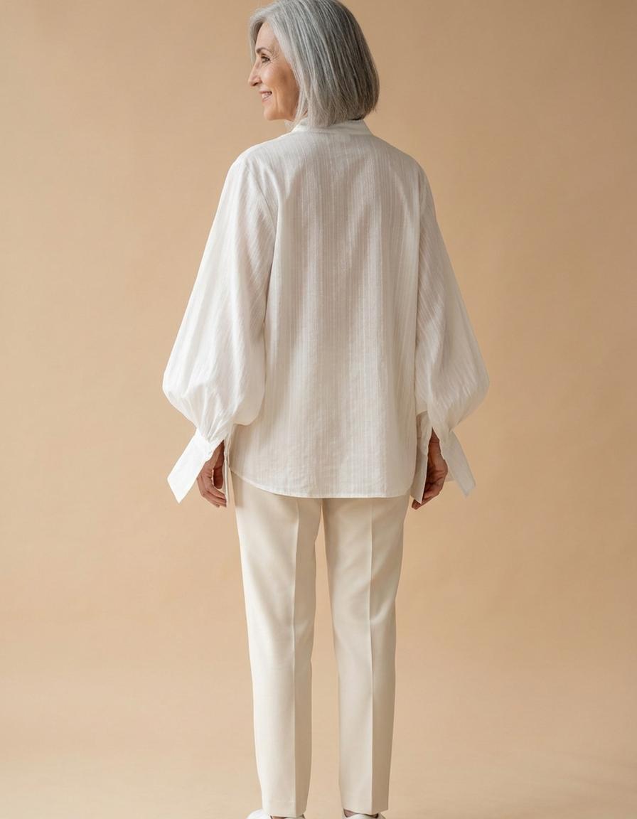 Fátima | Camisa blanca de manga abullonada - Blanco