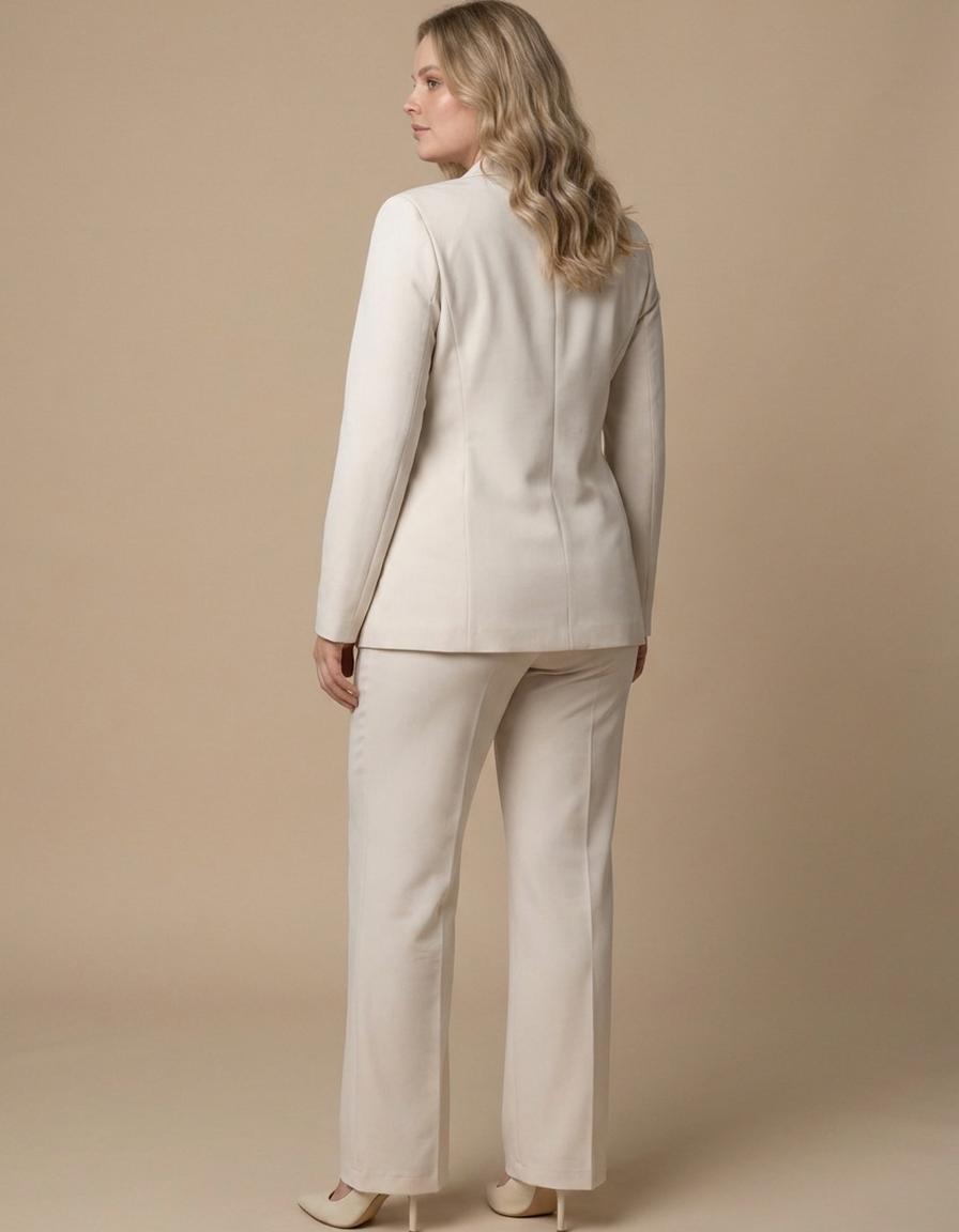 Ángeles | Traje cruzado con hebilla dorada - Blanco