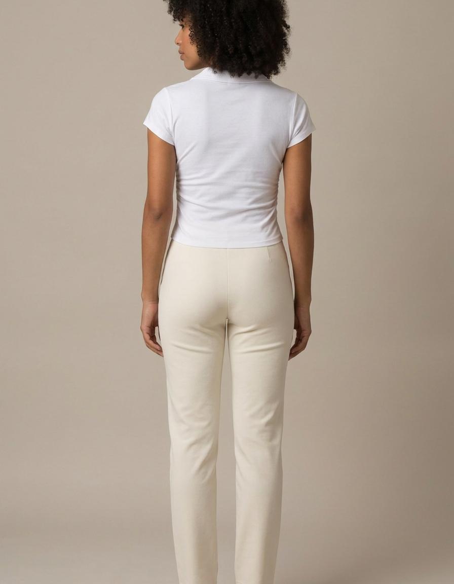 Camila | Camiseta polo corta con fruncido - Blanco