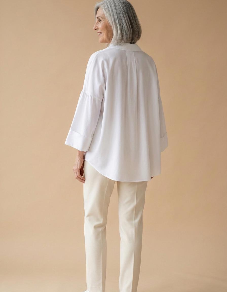 Lali | Camisa amplia de manga francesa - Blanco