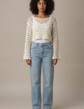 Maite | Top de crochet calado de manga larga - Blanco