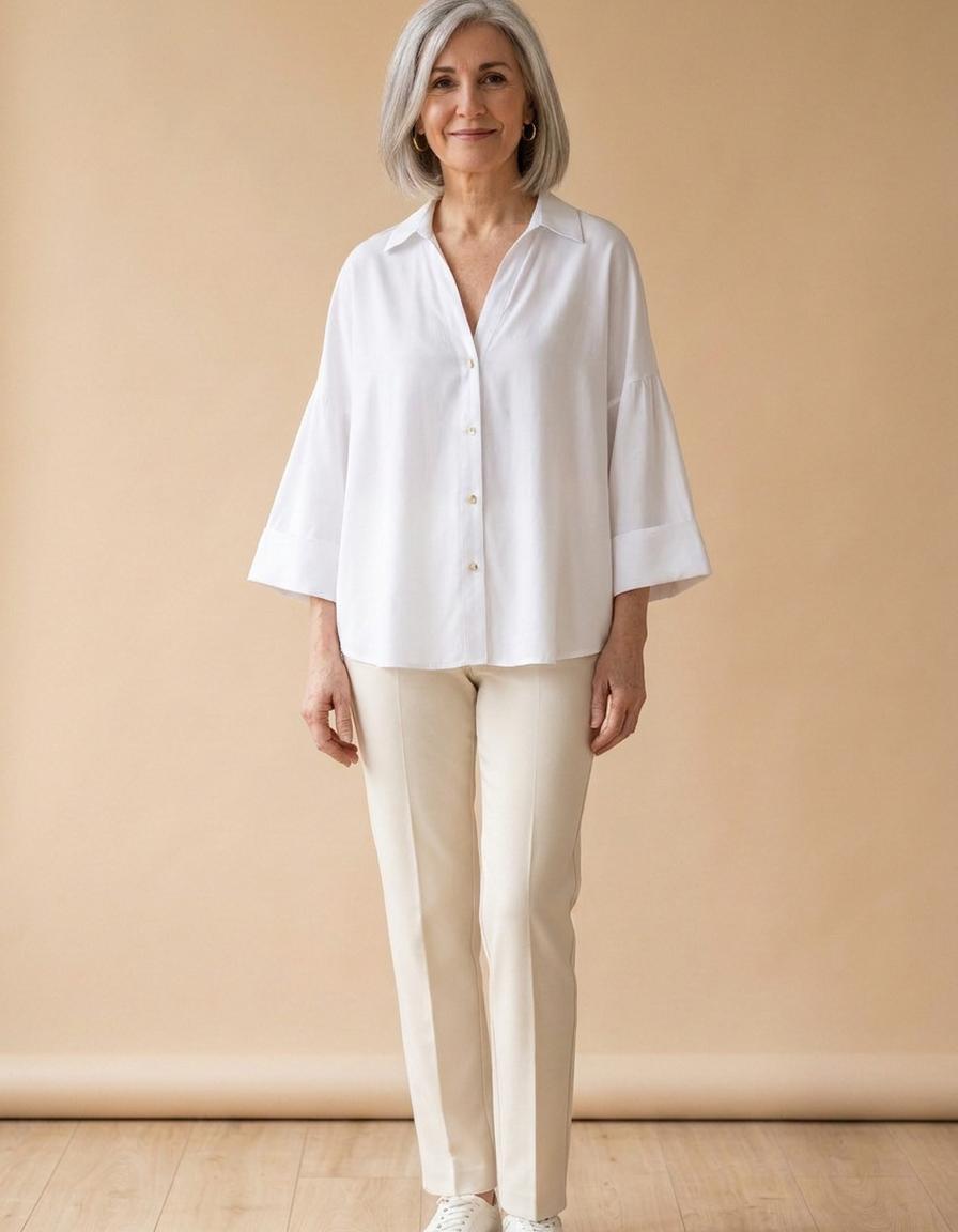 Lali | Camisa amplia de manga francesa - Blanco