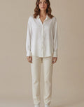 Greta | Camisa satinada de manga larga - Blanco