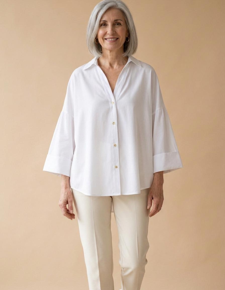 Lali | Camisa amplia de manga francesa - Blanco