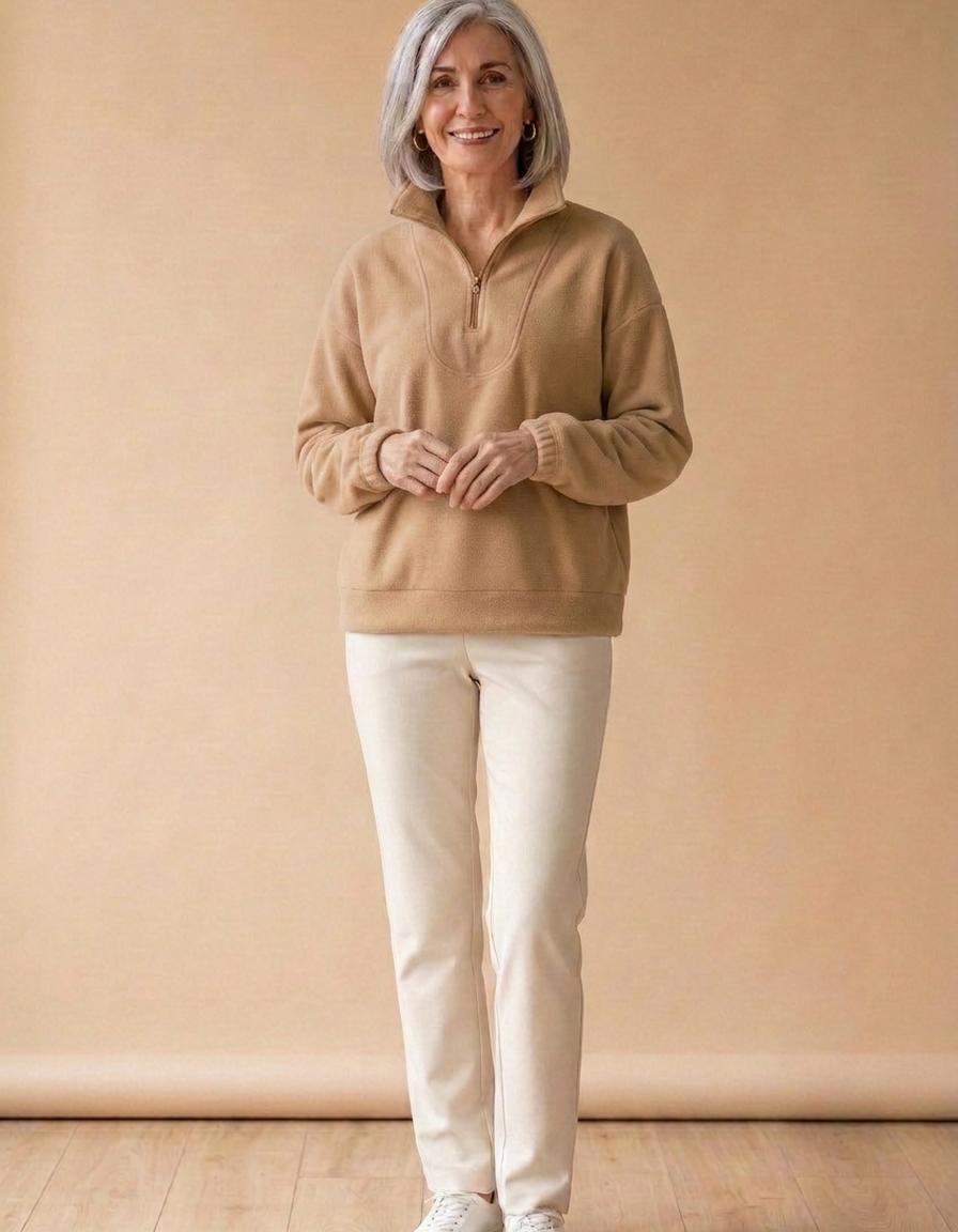 Eva | Forro polar de cuello alto con cremallera - Camel