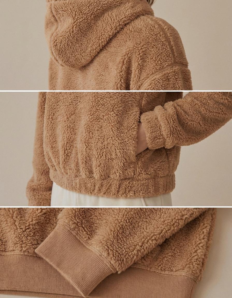 Elsa | Sudadera de borreguito con capucha y orejas - Camel
