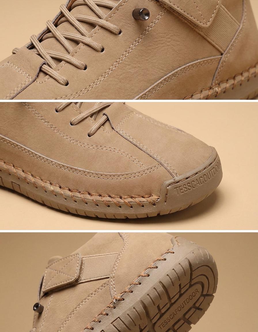 Olga | Zapatos casual de piel con costuras - Camel