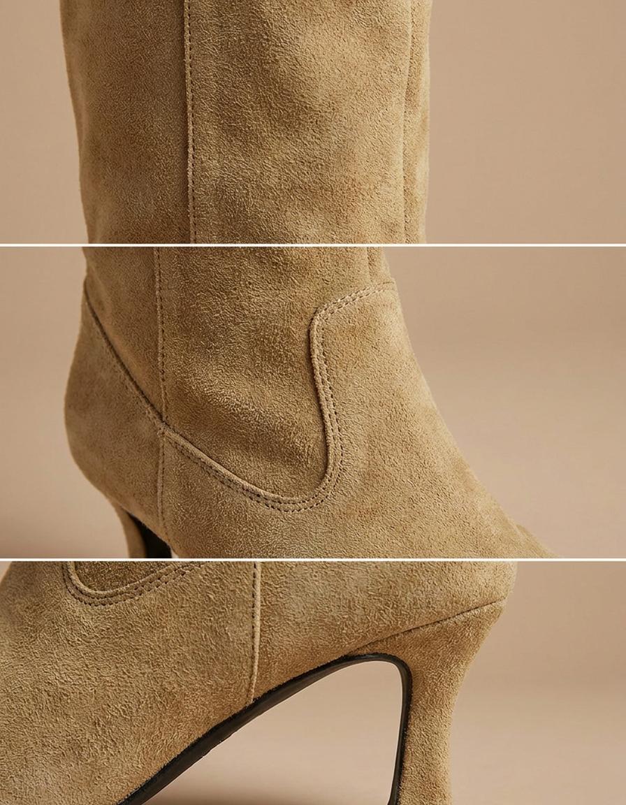 Judit | Botas altas de antelina con tacón - Camel
