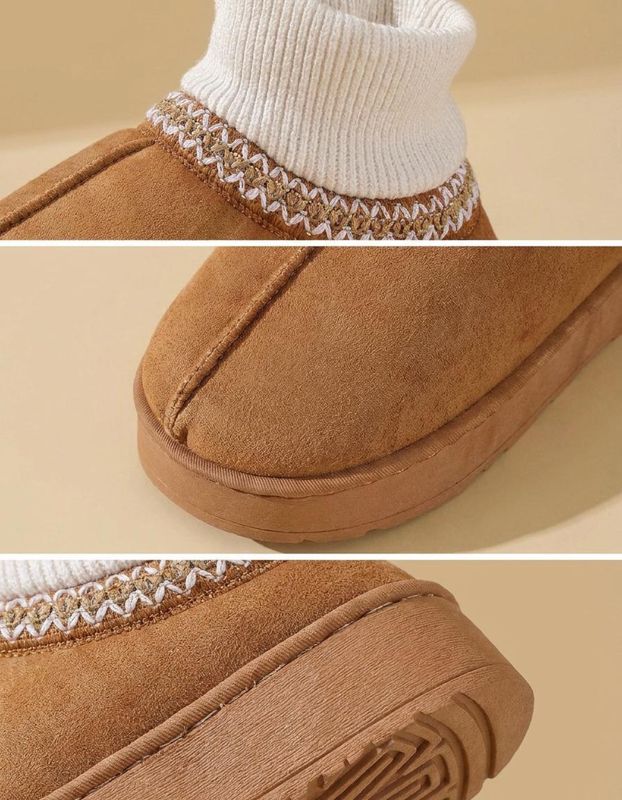 Gema | Botines de antelina con caña de punto - Camel