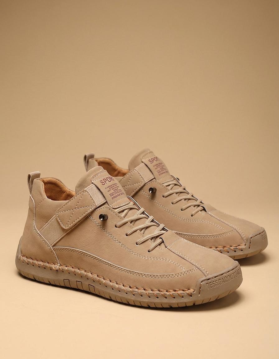 Olga | Zapatos casual de piel con costuras - Camel