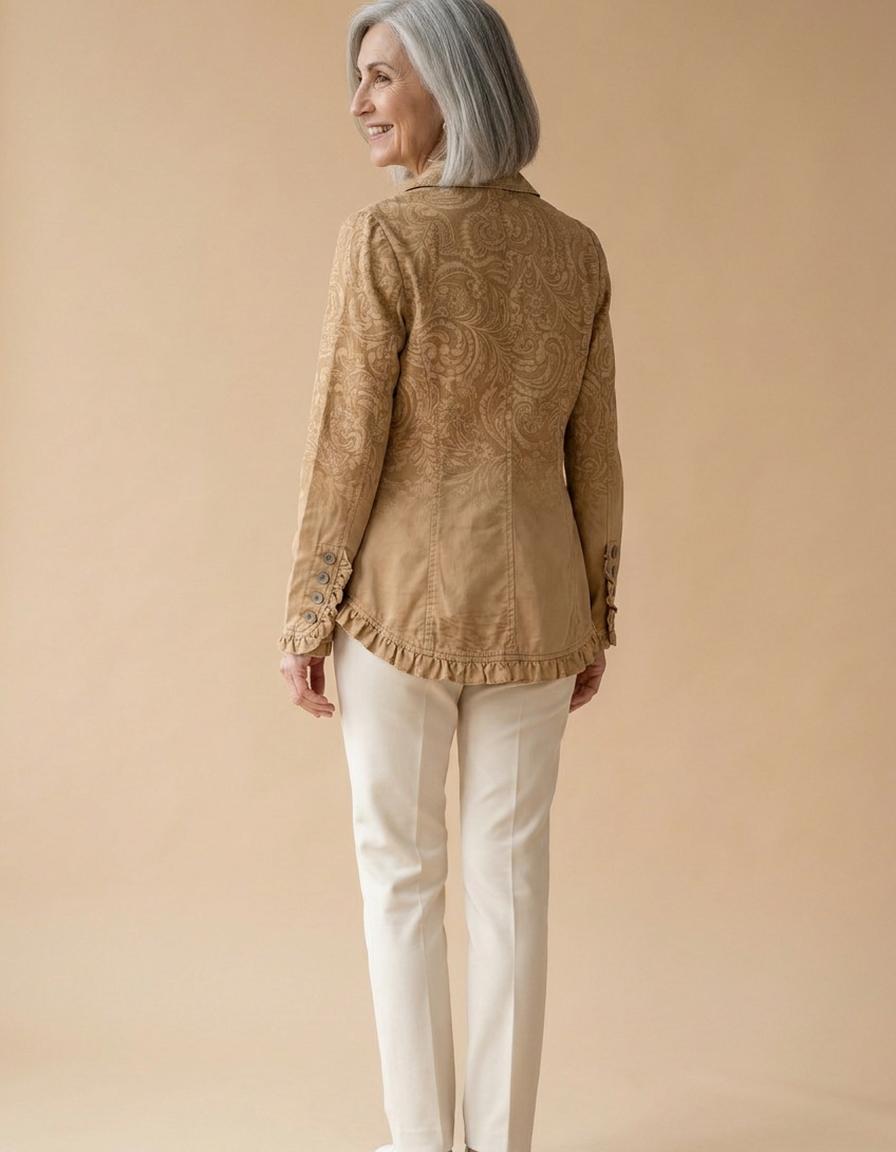 Macarena | Chaqueta con volantes relieve caqui - Caqui