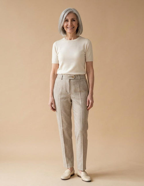 Elena | Pantalón de lana espiga tiro alto